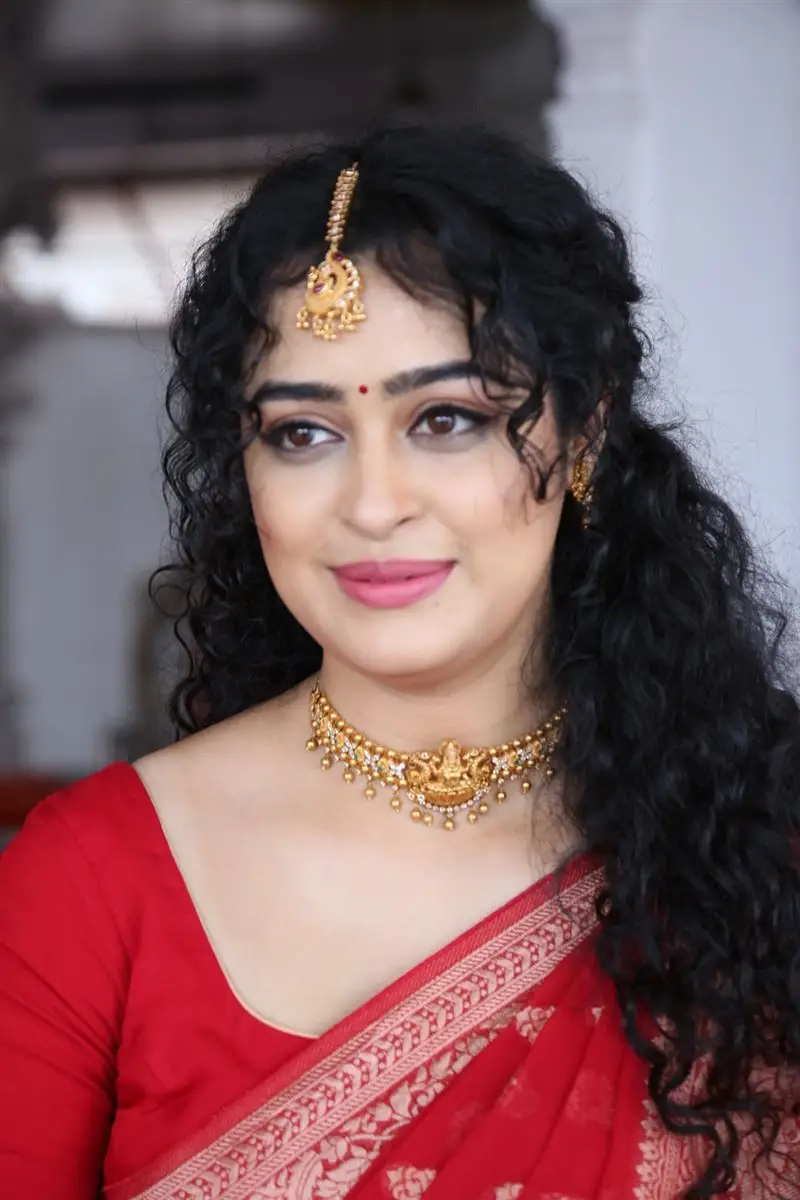 Apsara Rani in Red Saree at New Telugu Movie Opening